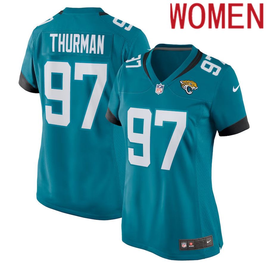 Women Jacksonville Jaguars #97 Nick Thurman Nike Teal Home Game Player NFL Jersey->women nfl jersey->Women Jersey